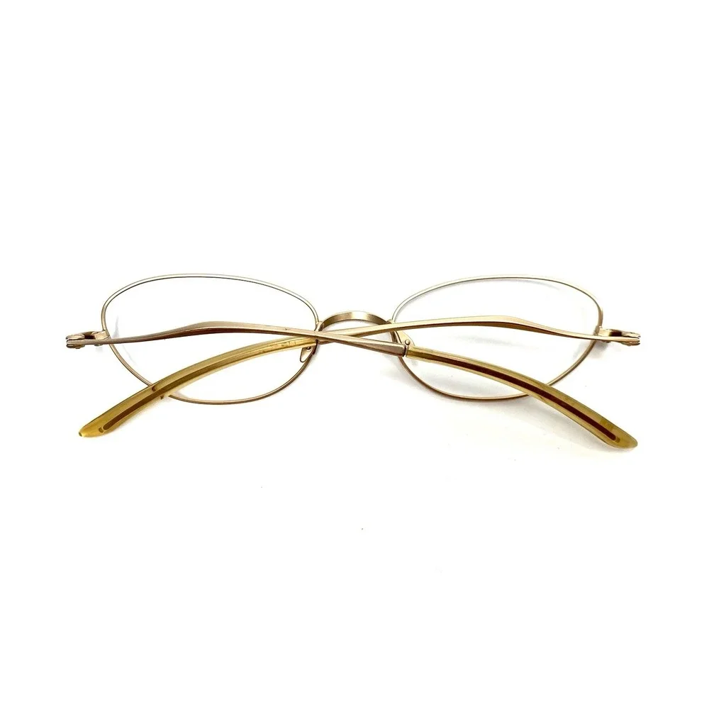 Prada Brushed Gold Oval Cat Eye Glasses Italy VPR69C 1AO2H1 53 16 135